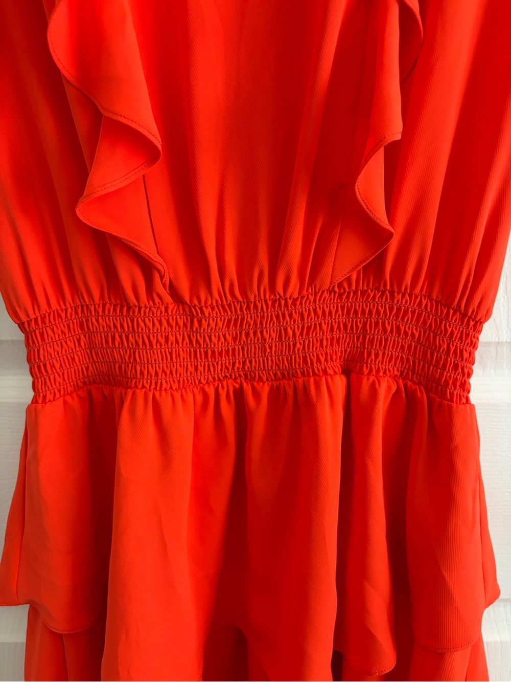 Amanda Uprichard Women’s Orange Ruched Waist Ruffle Mini Dress - Size S - Picture 6 of 9